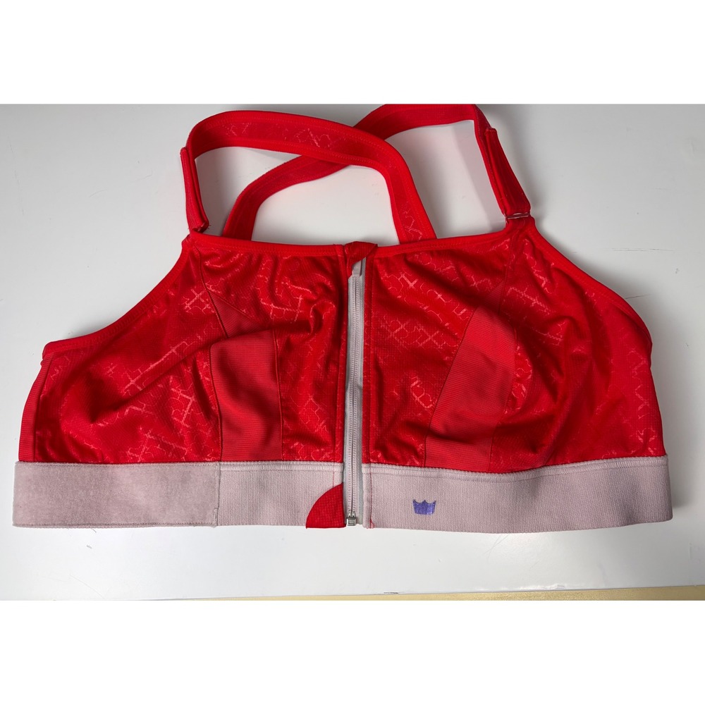 Shefit Ultimate Sports Bra Red High Impact Front Zip Adjustable Size 4Luxe